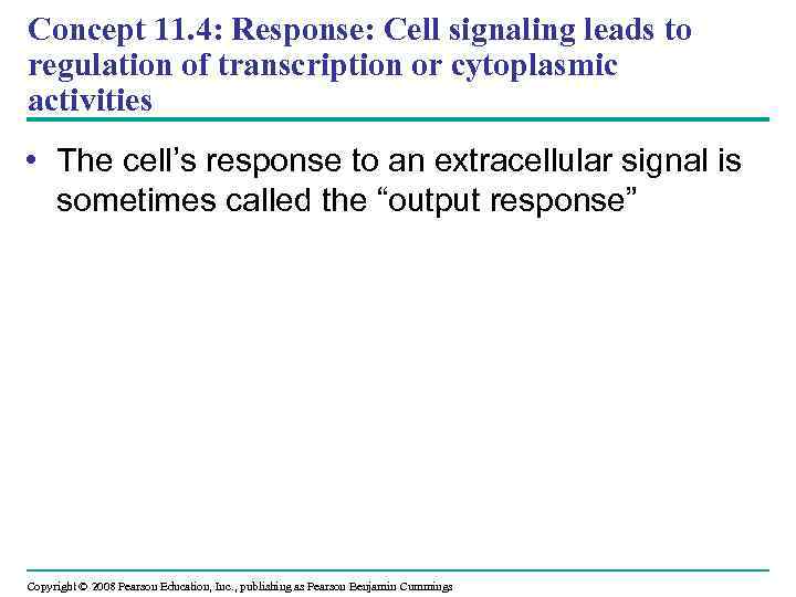 Concept 11. 4: Response: Cell signaling leads to regulation of transcription or cytoplasmic activities
