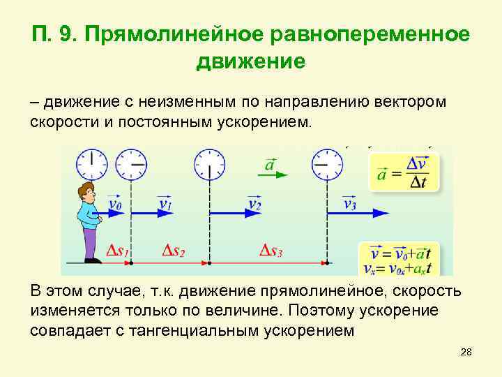 Прямолинейное движение с постоянным ускорением