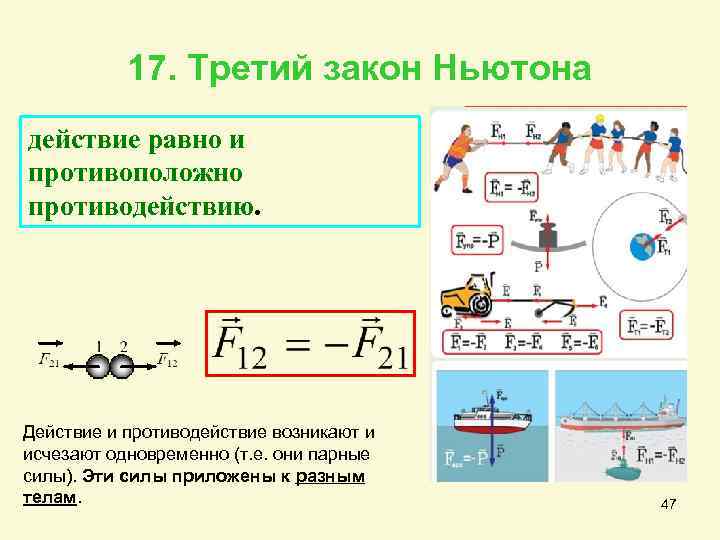 Сила действия равна силе противодействия закон