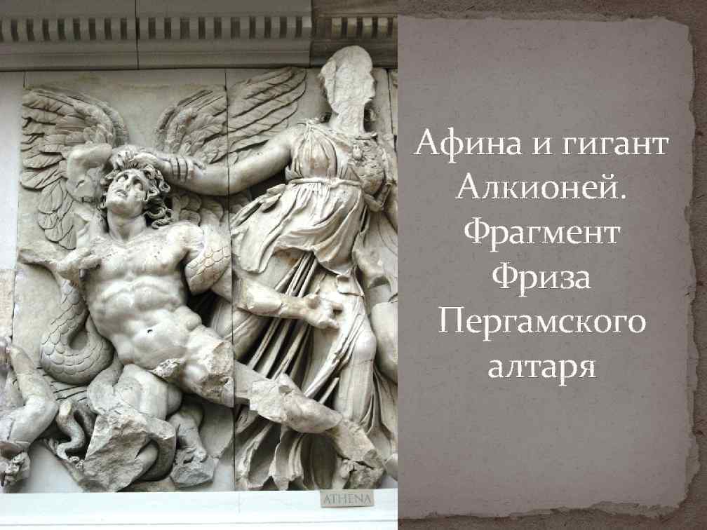 Афина и гигант Алкионей. Фрагмент Фриза Пергамского алтаря 