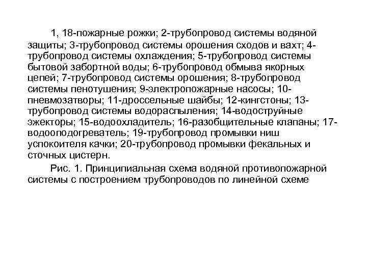 1, 18 -пожарные рожки; 2 -трубопровод системы водяной защиты; 3 -трубопровод системы орошения сходов