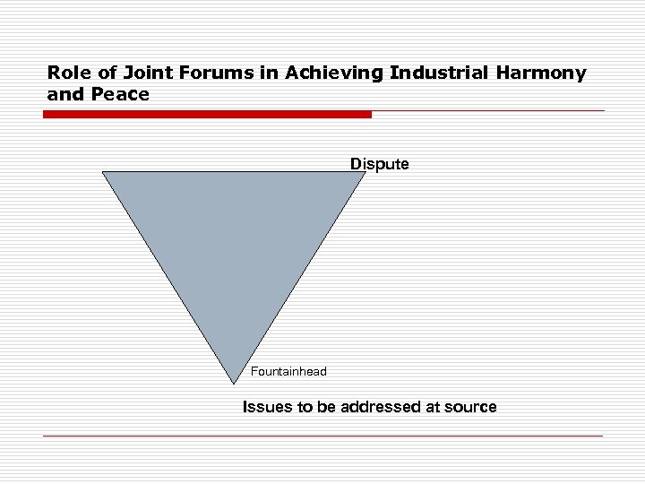 Role of Joint Forums in Achieving Industrial Harmony and Peace Dispute Fountainhead Issues to