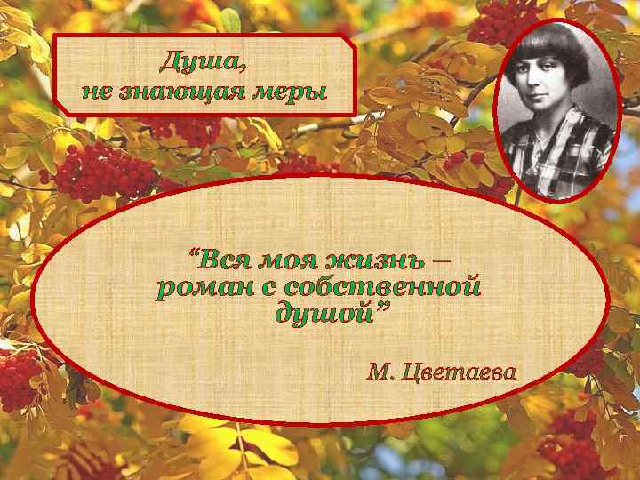 Душа, не знающая меры “Вся моя жизнь – роман с собственной душой” М. Цветаева