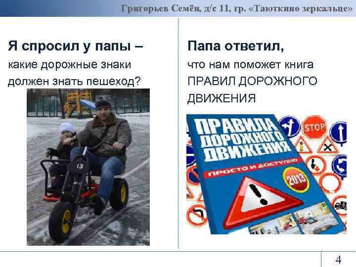Григорьев Семён, д/с 11, гр. «Таюткино зеркальце» Я спросил у папы – Папа ответил,