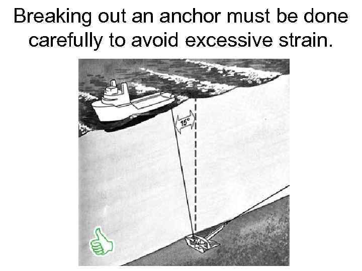 Breaking out an anchor must be done carefully to avoid excessive strain. 