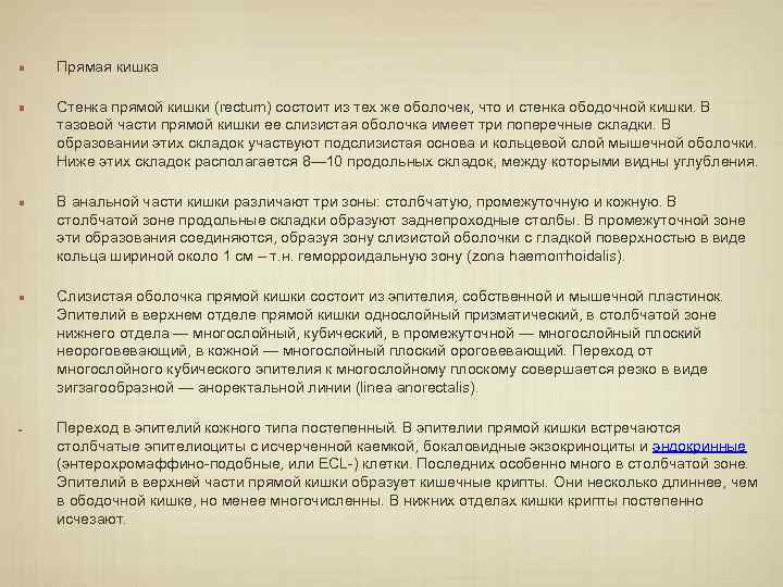 Прямая кишка Стенка прямой кишки (rectum) состоит из тех же оболочек, что и стенка