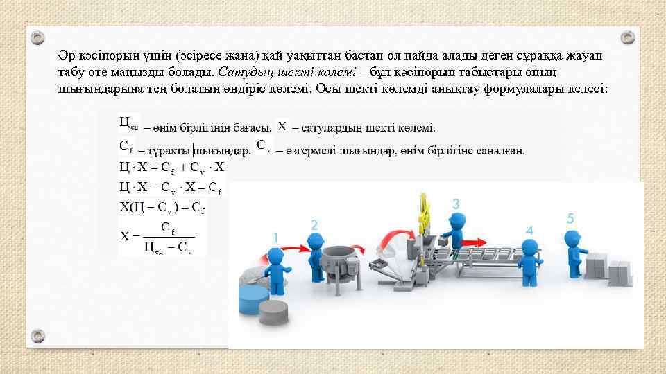 Әр кәсіпорын үшін (әсіресе жаңа) қай уақыттан бастап ол пайда алады деген сұраққа жауап