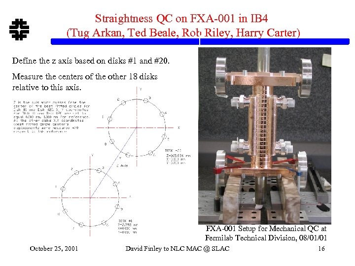 Straightness QC on FXA-001 in IB 4 (Tug Arkan, Ted Beale, Rob Riley, Harry