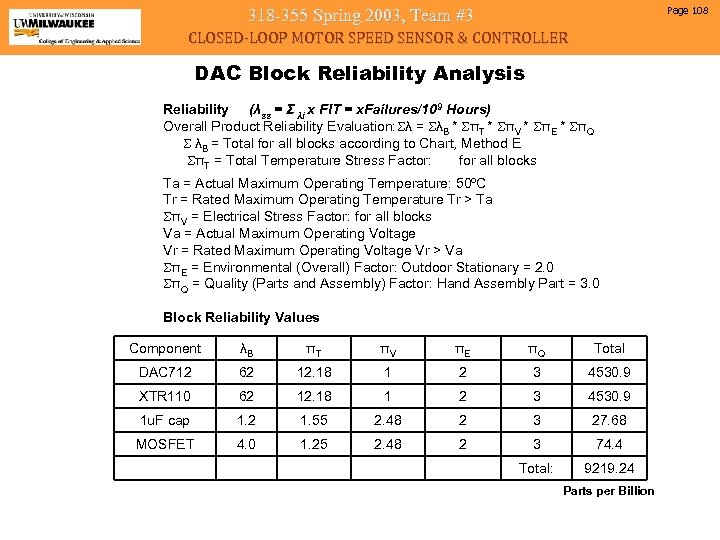 Page 108 318 -355 Spring 2003, Team #3 CLOSED-LOOP MOTOR SPEED SENSOR & CONTROLLER