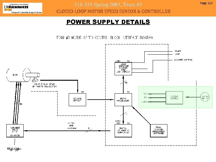 318 -355 Spring 2003, Team #3 CLOSED-LOOP MOTOR SPEED SENSOR & CONTROLLER POWER SUPPLY