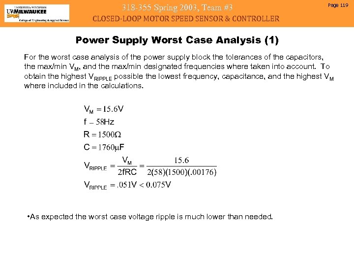 318 -355 Spring 2003, Team #3 Page 119 CLOSED-LOOP MOTOR SPEED SENSOR & CONTROLLER