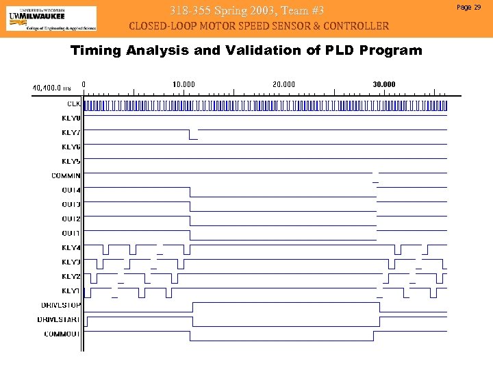 318 -355 Spring 2003, Team #3 CLOSED-LOOP MOTOR SPEED SENSOR & CONTROLLER Timing Analysis