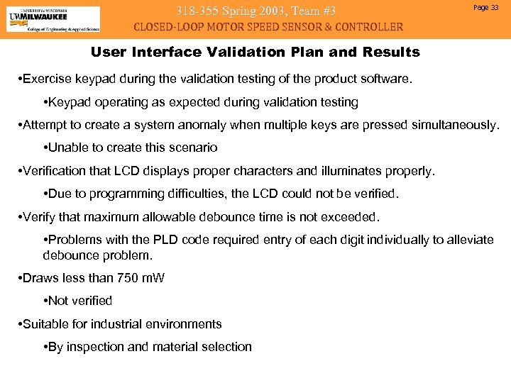 318 -355 Spring 2003, Team #3 Page 33 CLOSED-LOOP MOTOR SPEED SENSOR & CONTROLLER