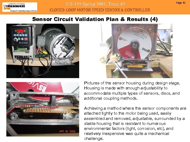 318 -355 Spring 2003, Team #3 Page 50 CLOSED-LOOP MOTOR SPEED SENSOR & CONTROLLER