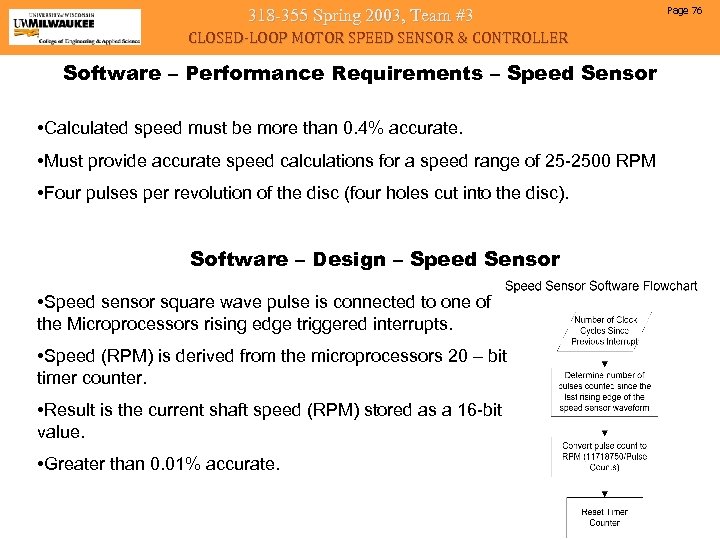 318 -355 Spring 2003, Team #3 CLOSED-LOOP MOTOR SPEED SENSOR & CONTROLLER Software –