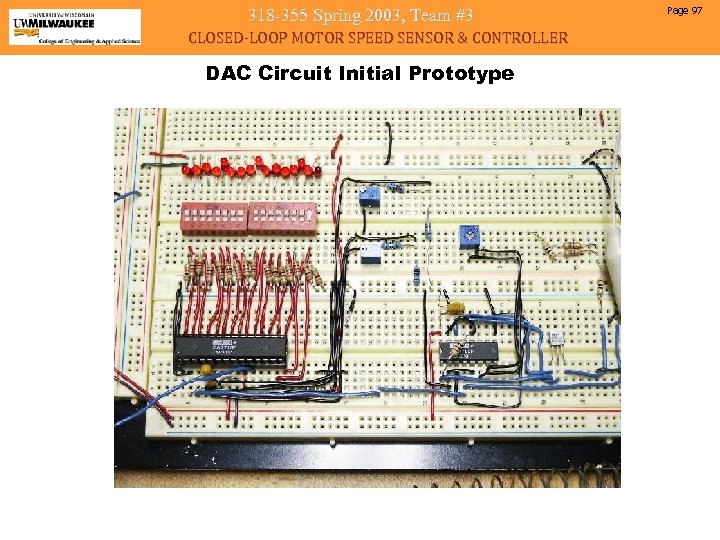 318 -355 Spring 2003, Team #3 CLOSED-LOOP MOTOR SPEED SENSOR & CONTROLLER DAC Circuit