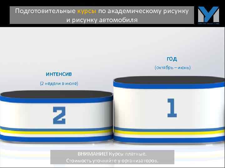 Подготовительные курсы по академическому рисунку и рисунку автомобиля ГОД (октябрь – июнь) ИНТЕНСИВ (2