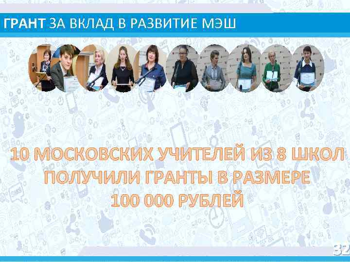 ГРАНТ ЗА ВКЛАД В РАЗВИТИЕ МЭШ 10 МОСКОВСКИХ УЧИТЕЛЕЙ ИЗ 8 ШКОЛ ПОЛУЧИЛИ ГРАНТЫ