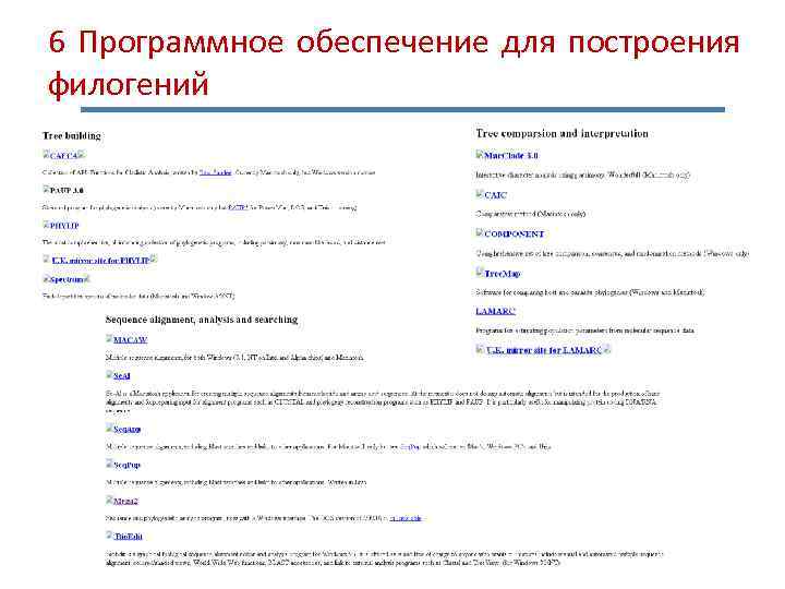 6 Программное обеспечение для построения филогений 