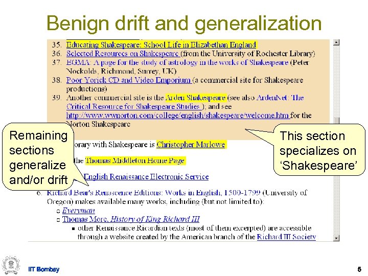 Benign drift and generalization Remaining sections generalize and/or drift IIT Bombay This section specializes