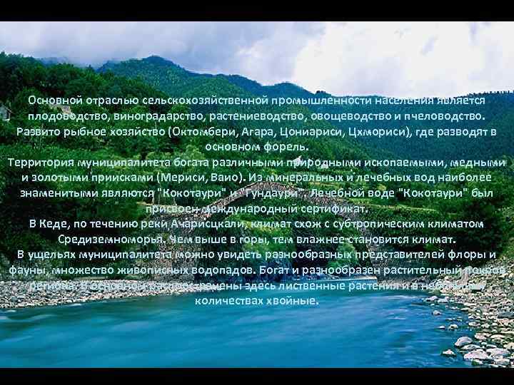 Основной отраслью сельскохозяйственной промышленности населения является плодоводство, виноградарство, растениеводство, овощеводство и пчеловодство. Развито рыбное