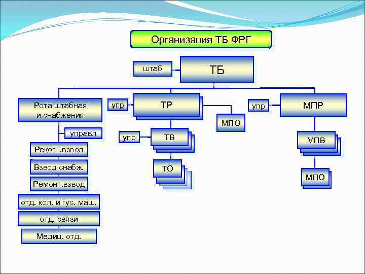 Организация ТБ ФРГ ТБ штаб Рота штабная и снабжения управл упр ТР МПР упр
