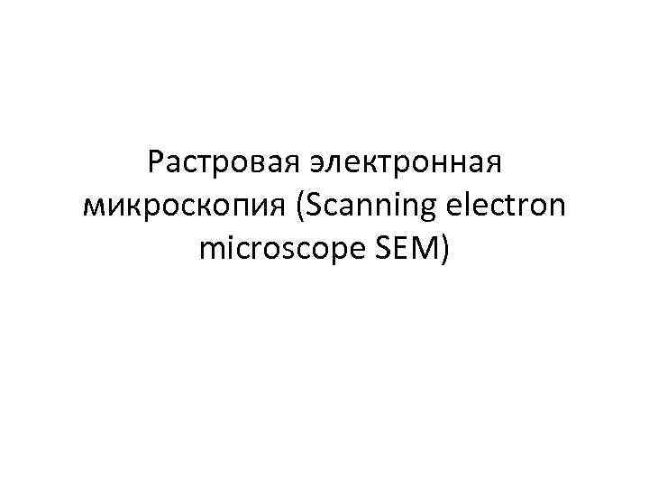 Растровая электронная микроскопия (Scanning electron microscope SEM) 