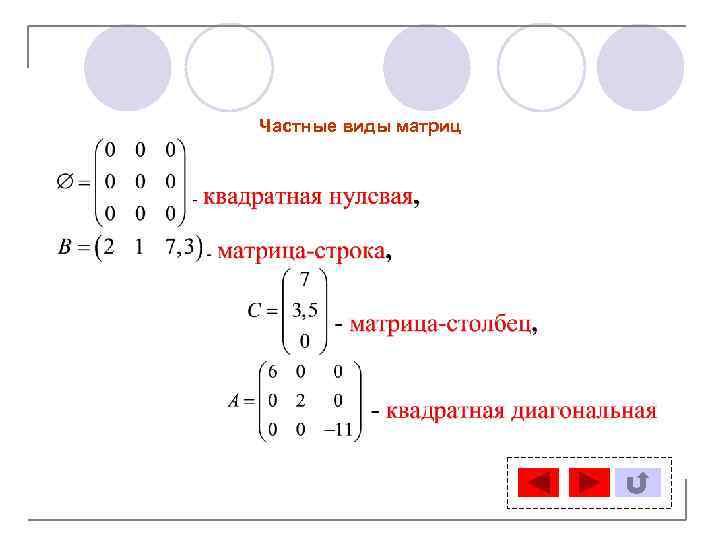 Частные виды матриц 