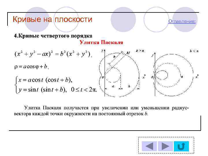 Кривые на плоскости Оглавление: 