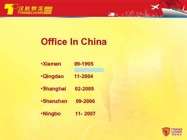 Office In China • Xiamen 09 -1995 • Qingdao 11 -2004 • Shanghai 02