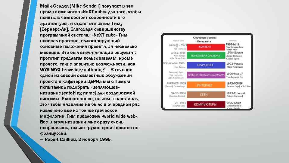 Майк Сендал (Mike Sendall) покупает в это время компьютер «Ne. XT cube» для того,