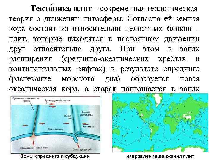 Текто ника плит – современная геологическая теория о движении литосферы. Согласно ей земная кора