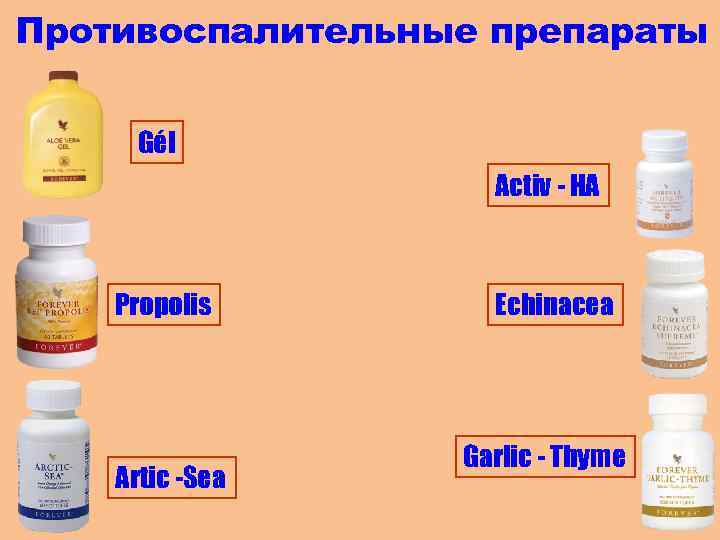 Противоспалительные препараты Gél Activ - HA Propolis Artic -Sea Echinacea Garlic - Thyme 