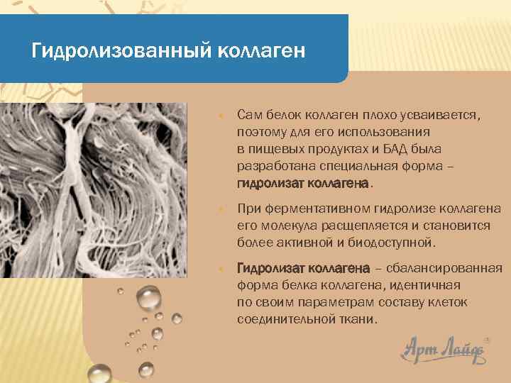 Гидролизованный коллаген § Сам белок коллаген плохо усваивается, поэтому для его использования в пищевых