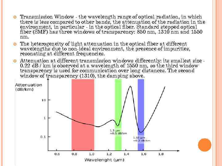  Transmission Window - the wavelength range of optical radiation, in which there is
