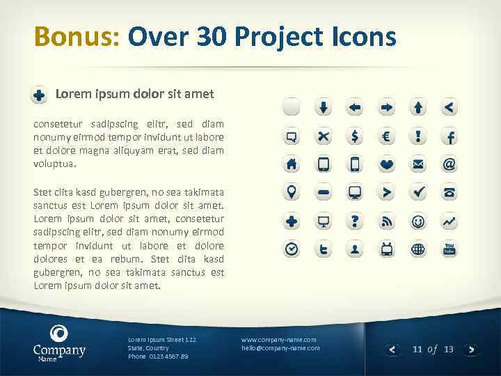 Bonus: Over 30 Project Icons Lorem ipsum dolor sit amet consetetur sadipscing elitr, sed