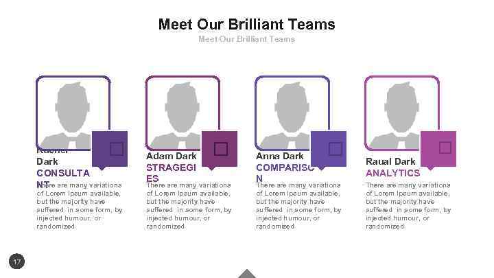 Meet Our Brilliant Teams Rachel Dark CONSULTA There NT are many variations of Lorem