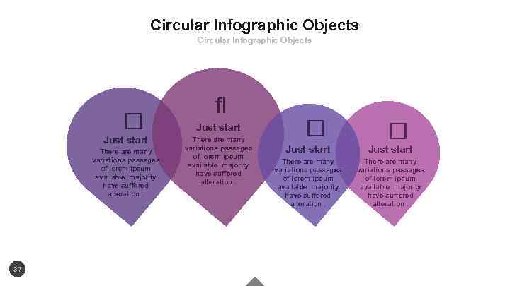 Circular Infographic Objects Just start There are many variations passages of lorem ipsum available