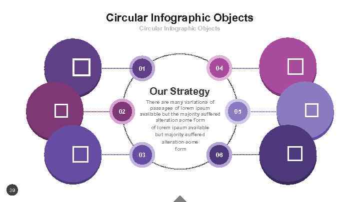 Circular Infographic Objects 04 01 Our Strategy 39 02 There are many variations of