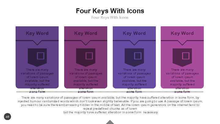 Four Keys With Icons Key Word There are many variations of passages of lorem