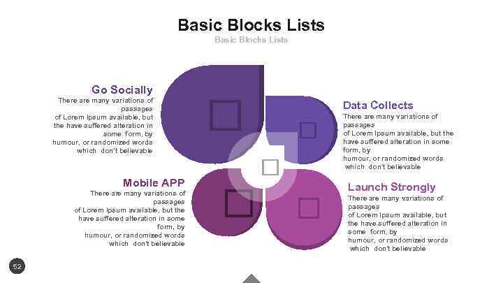 Basic Blocks Lists Go Socially There are many variations of passages of Lorem Ipsum