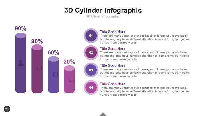 3 D Cylinder Infographic 3 D Chart Infographic 90% Title Goes Here 01 80%