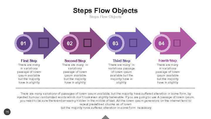 Steps Flow Objects 01 First Step There are many in variations passage of lorem