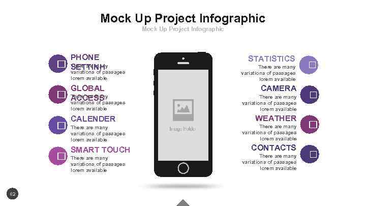 Mock Up Project Infographic PHONE There are many SETTINH variations of passages lorem available