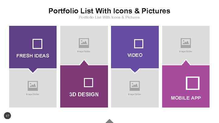 Portfolio List With Icons & Pictures VIDEO FRESH IDEAS 3 D DESIGN 87 MOBILE