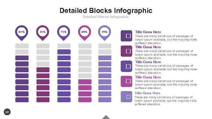 Detailed Blocks Infographic 90% 80% 70% 95% 85% 96 Title Goes Here There are
