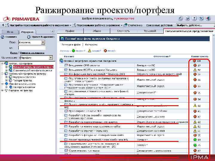Ранжирование проектов/портфеля 160 