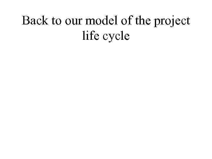 Back to our model of the project life cycle 