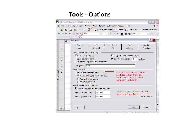 Tools - Options 