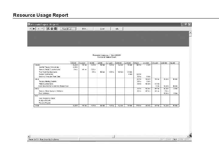 Resource Usage Report 